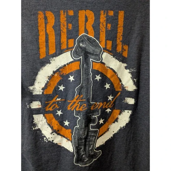 Nine Line Apparel Rebel To The End Shirt Mens L Gray Graphic Military Tee - Picture 4 of 9
